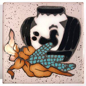 Southwestern Ceramic tile Mag Mor Studio Christine Fitzgerald coaster wall AS IS